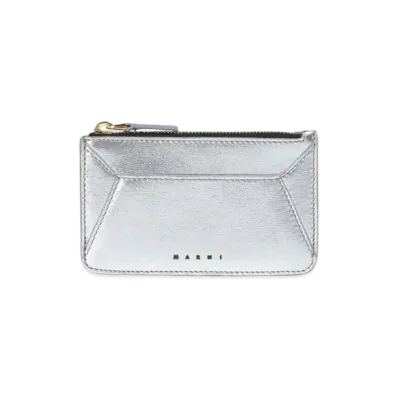Marni Silver Metallic Nappa Leather Card Case "Silver"