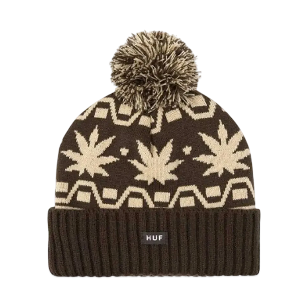 HUF Winter 24 Apres Cuff Pom Beanie "Brown"