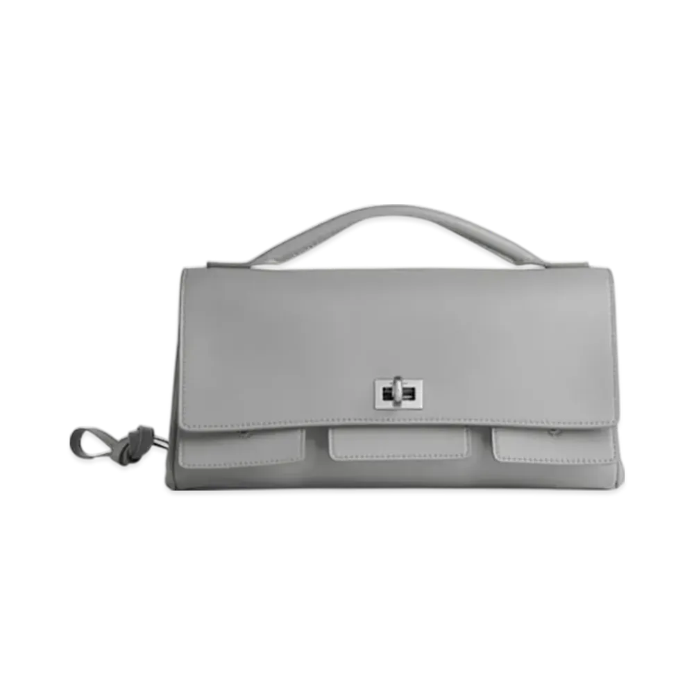 BALENCIAGA Bel Air Clutch On Strap Small "Cloud Gray"