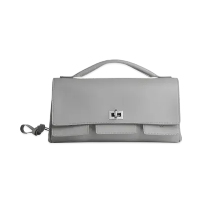 BALENCIAGA Bel Air Clutch On Strap Small "Cloud Gray"