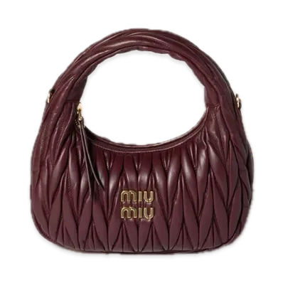 MIU MIU Wander Matelasse Leather Hobo Bag "Brown"