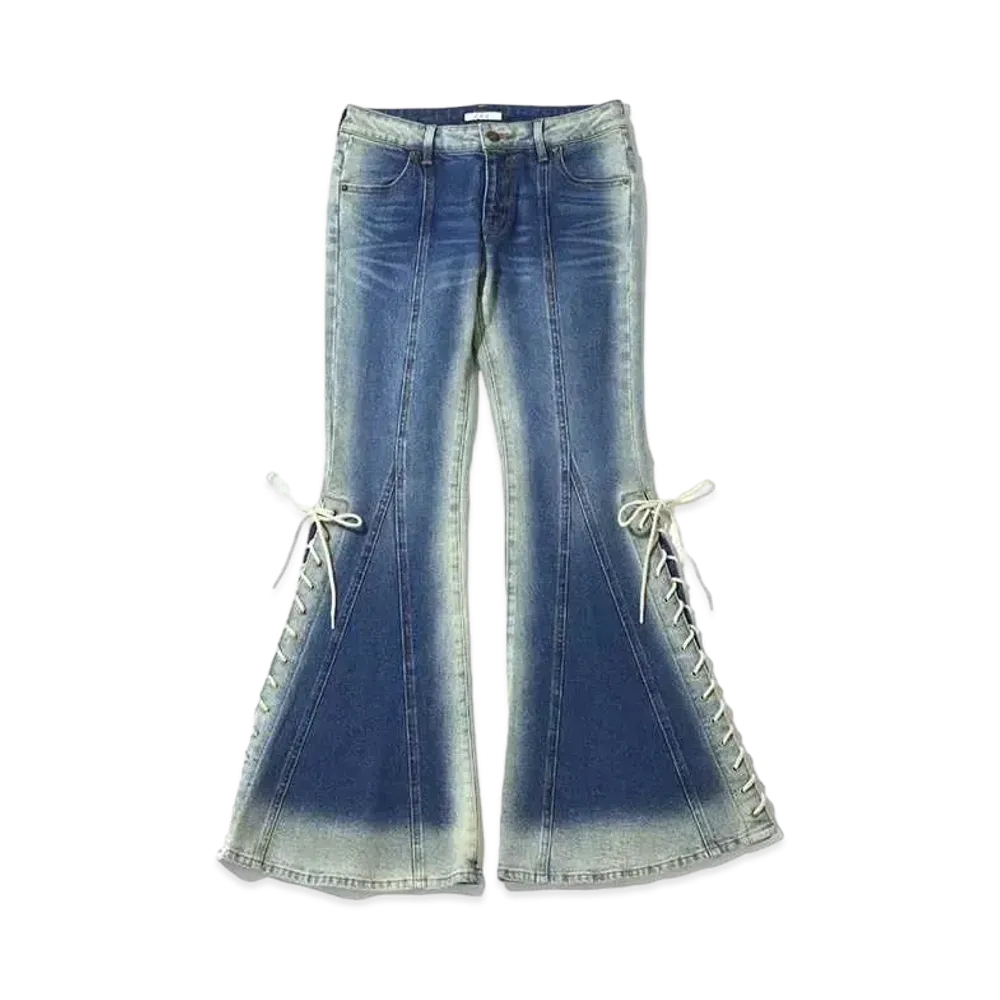 atmos pink Low-Rise Lace-Up Denim Pants "Indigo"
