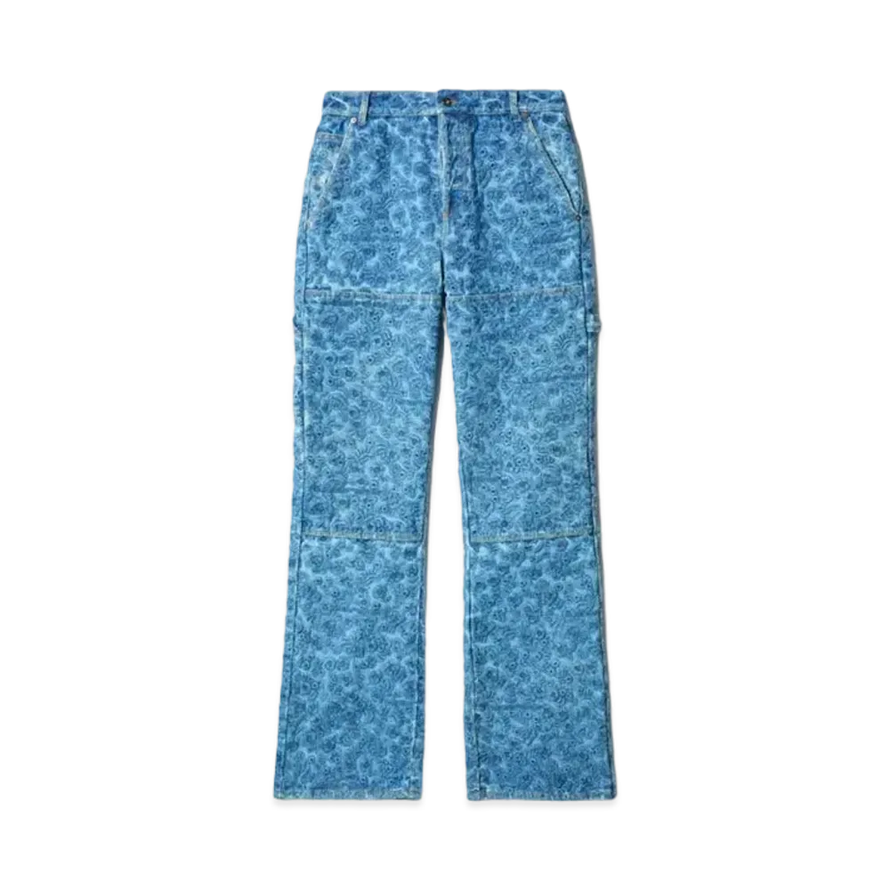 OFF-WHITE Flowers Emb Denim Flare Carp "Blue"