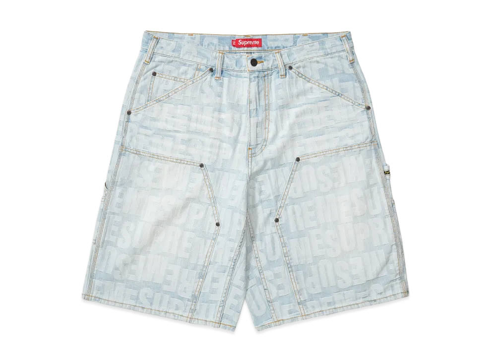 Supreme Repeat Jacquard Double Knee Denim Short "Light Washed Indigo"