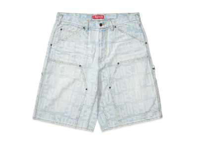 Supreme Repeat Jacquard Double Knee Denim Short "Light Washed Indigo"