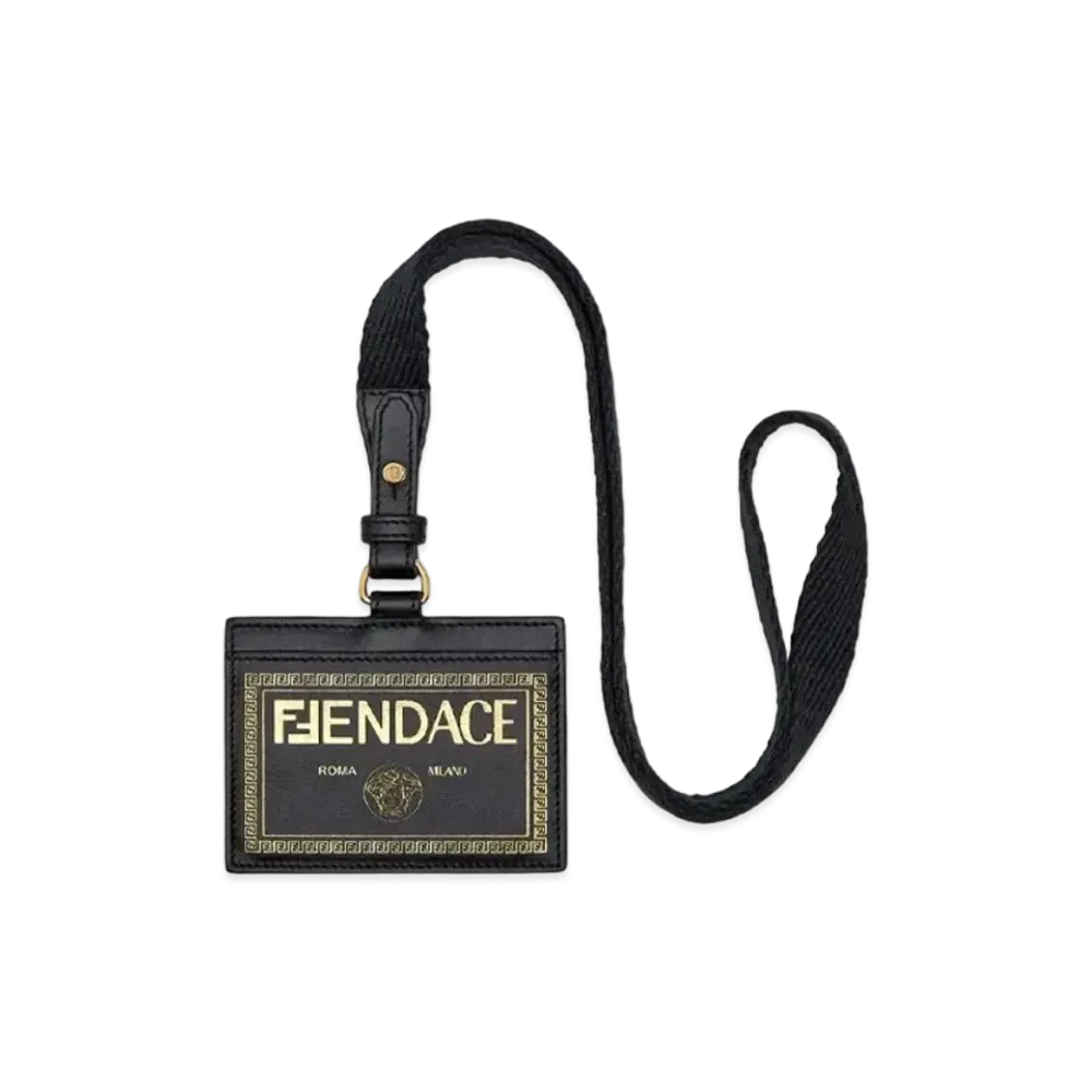 FENDI x Versace Fendace Black Leather Logo Card Holder "Black"