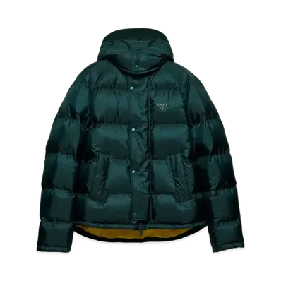 PRADA Men's Cropped Re-Nylon Down Jacket "Dark Green"