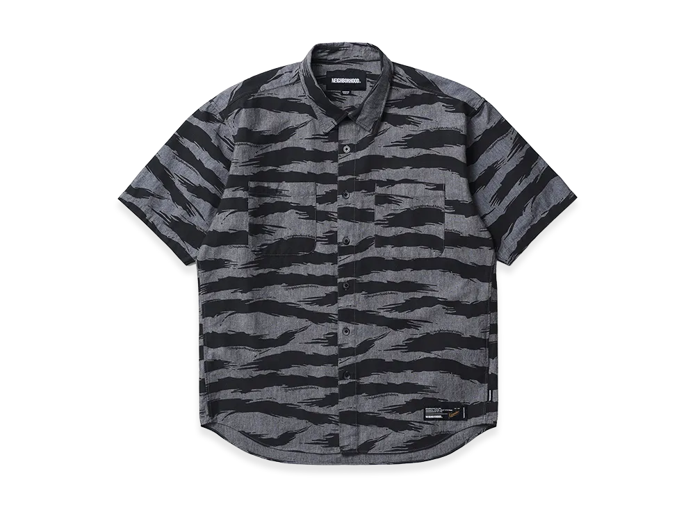 NEIGHBORHOOD Camo Pattern Chambray Shirt SS "Black"