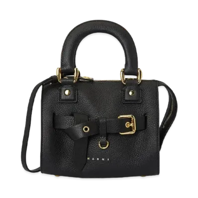 Marni Black Grained Calf Treasure Mini Top Handle Bag "Black"