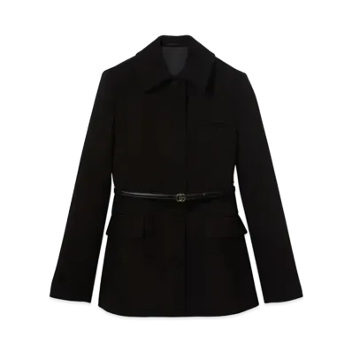 GUCCI Wool Crepe Jacket "Black"