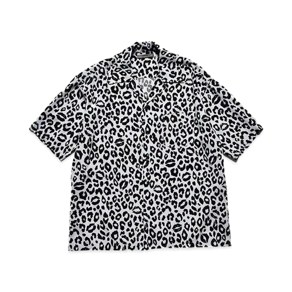 MINEDENIM Lips Leopard Print Open Collar SH "LIGHT BLUE"
