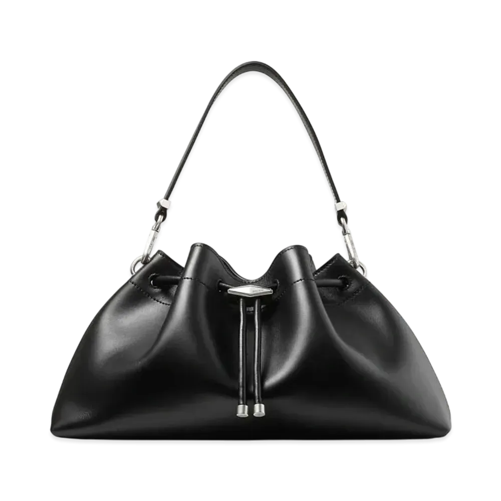 Jimmy Choo Cinch M Calf Leather Bag "Black/Antique Silver"