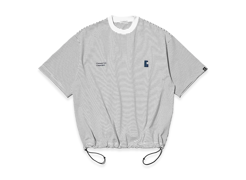 CLESSTE C×Concept Striped S/S T-Shirt With Drawstrings "White/Black"