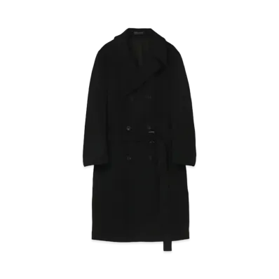 Yohji Yamamoto Pour Homme REGULATION ARMY GABARDINE 8BUTTON DOUBLE BREASTED COAT "Black"