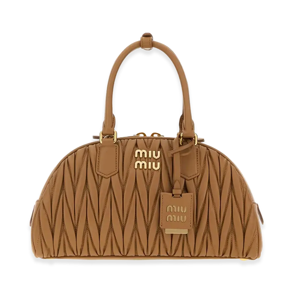 MIU MIU Women's Nappa Leather Arcadie Handbag "Camel"