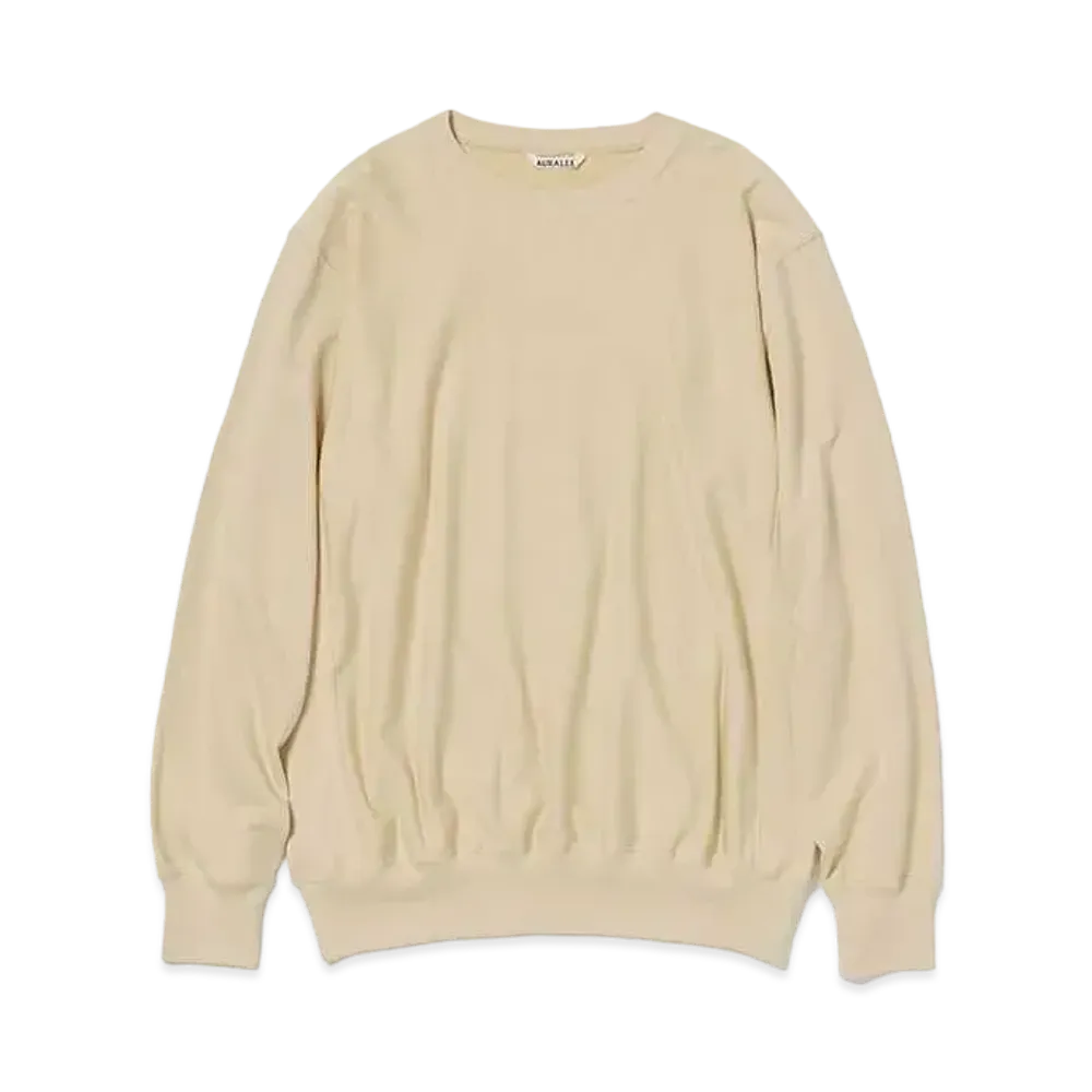 AURALEE Elastic High Gauge Sweat P/O "Light Beige"