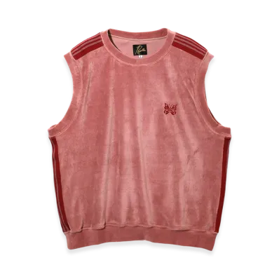 NEEDLES Sleeveless Track Crew Neck Shirt - C/PE Velour "Pink"