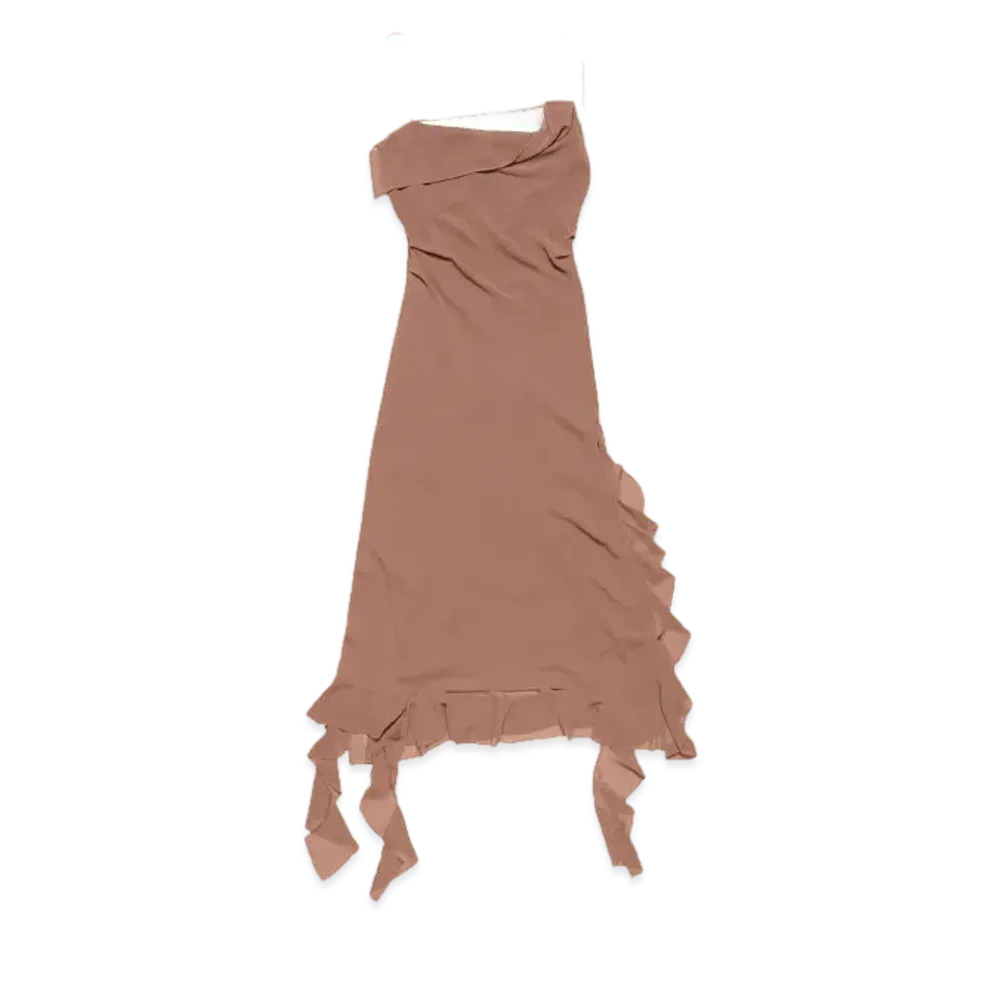 Acne Studios Ruffle Strap Dress "Taffy Brown"