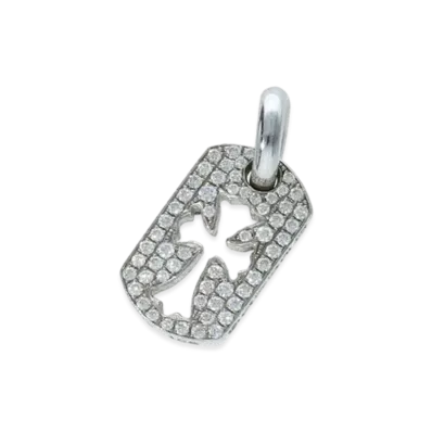Chrome Hearts 18K Tiny Cut Out Cross Pave Diamond Charm "White Gold"