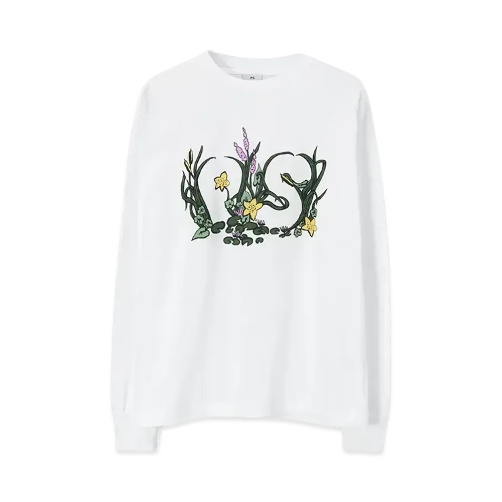 Paul Smith Women's Reeds Print Long Sleeve T-Shirt "White"