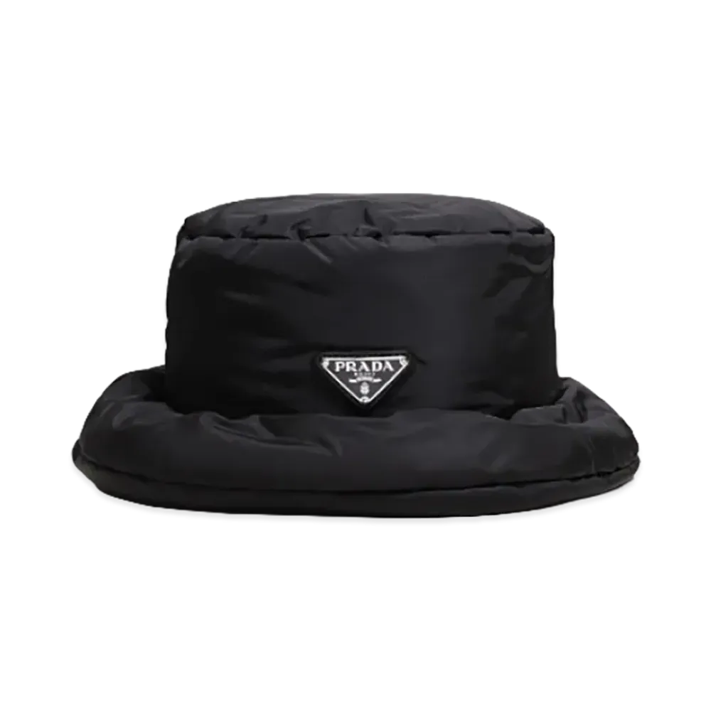 PRADA Women's Triangle Logo Padded Bucket Hat "Black"
