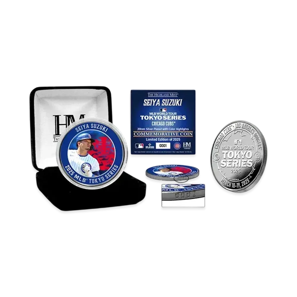 MLB The Highland Mint Tokyo Series Opening Game Cubs Seiya Suzuki Silver Coin Memorabilia