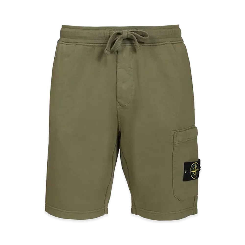 Stone Island Organic Cotton Fleece Bermuda Shorts "Green"