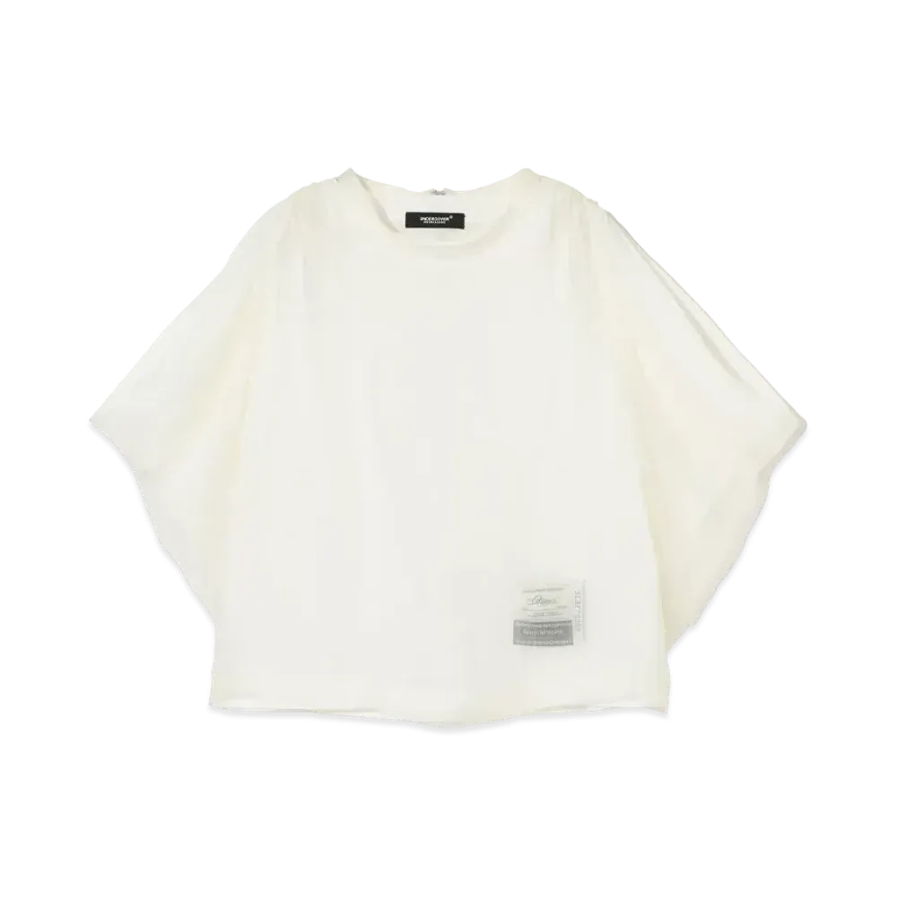 UNDERCOVER Georgette Overlaid Cotton Pullover "White"
