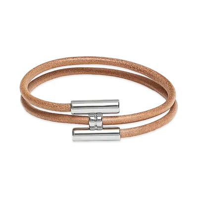 Hermes Tournis Tresse Bracelet "Natural/Bouton D'or/Palladium"