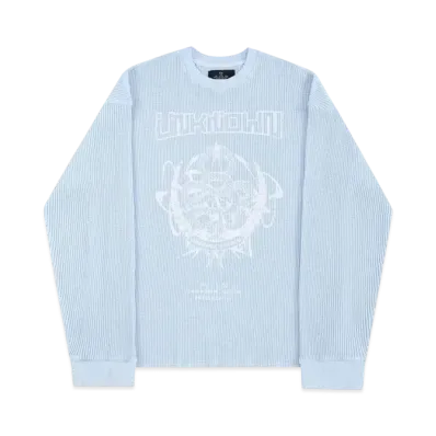 Unknown London Washed Printed Waffle "Light Blue"