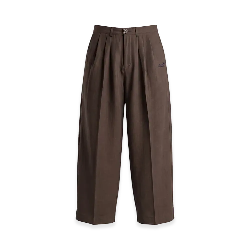 FEELS. Linen Two-Tucked Slacks "Brown"