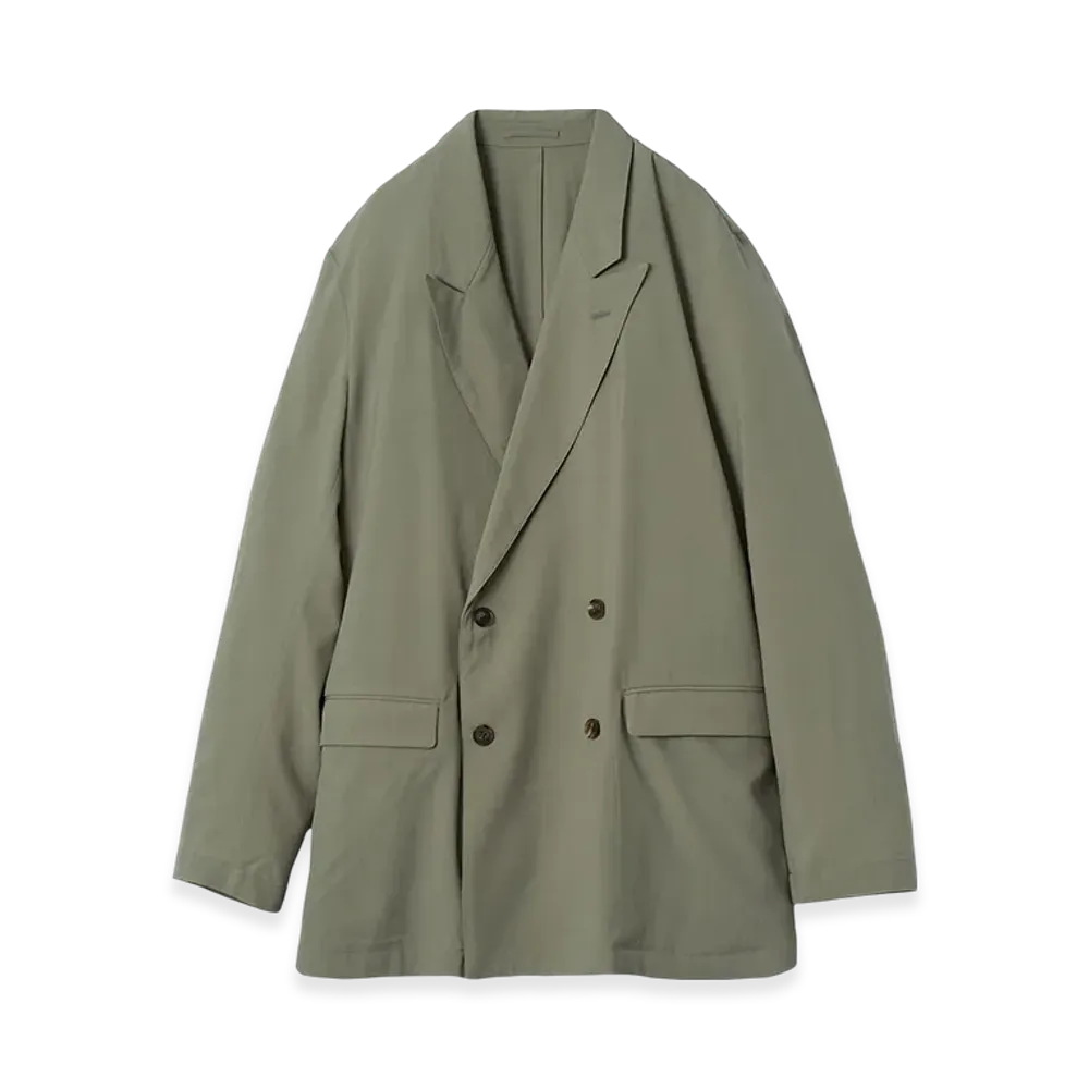 YOKE Super120'S Fine Wool Washer Tropical Double Breasted Jacket "Graysh Khaki"