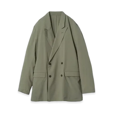 YOKE Super120'S Fine Wool Washer Tropical Double Breasted Jacket "Graysh Khaki"