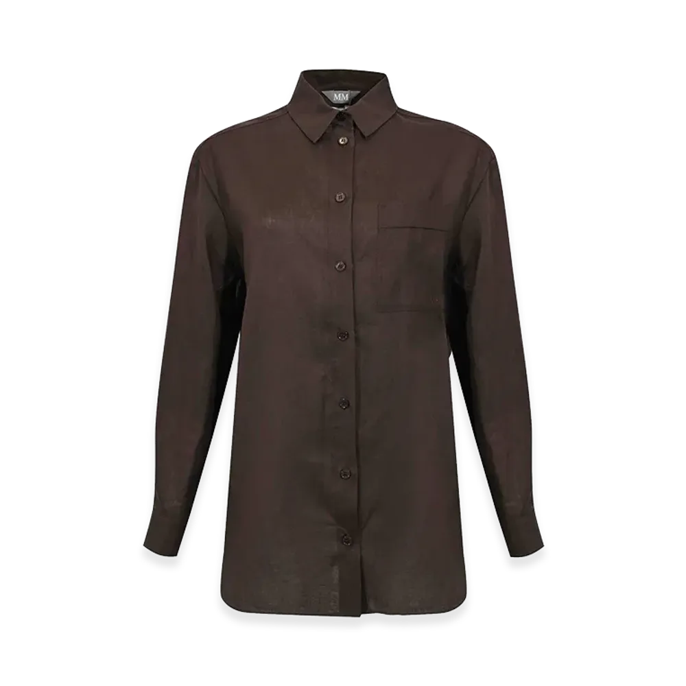 MM6 Maison Margiela Women's Mmlfilo Shirt in Linen "Dark Brown"