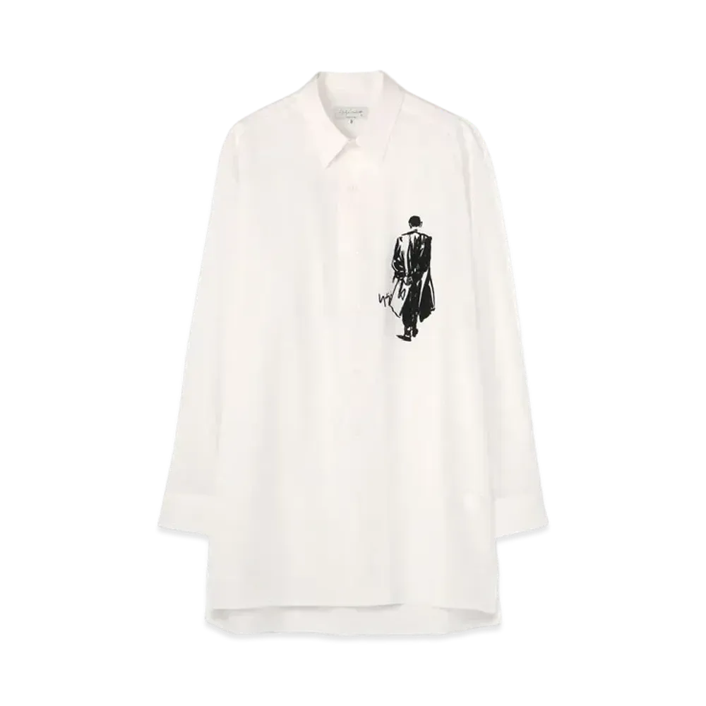 Yohji Yamamoto Pour Homme MAN PRINT BIG BLOUSE "White"