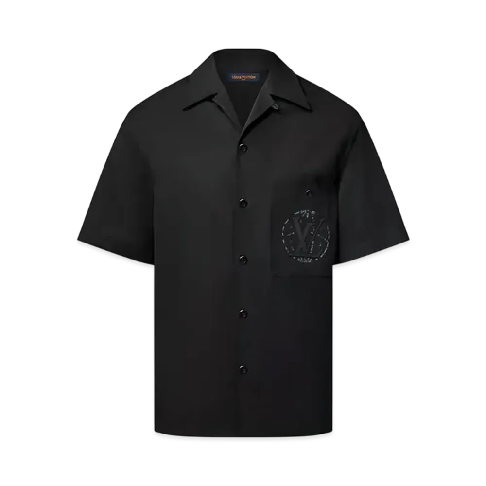 Louis Vuitton Embroidered Short-Sleeved Cotton Shirt "Noir"