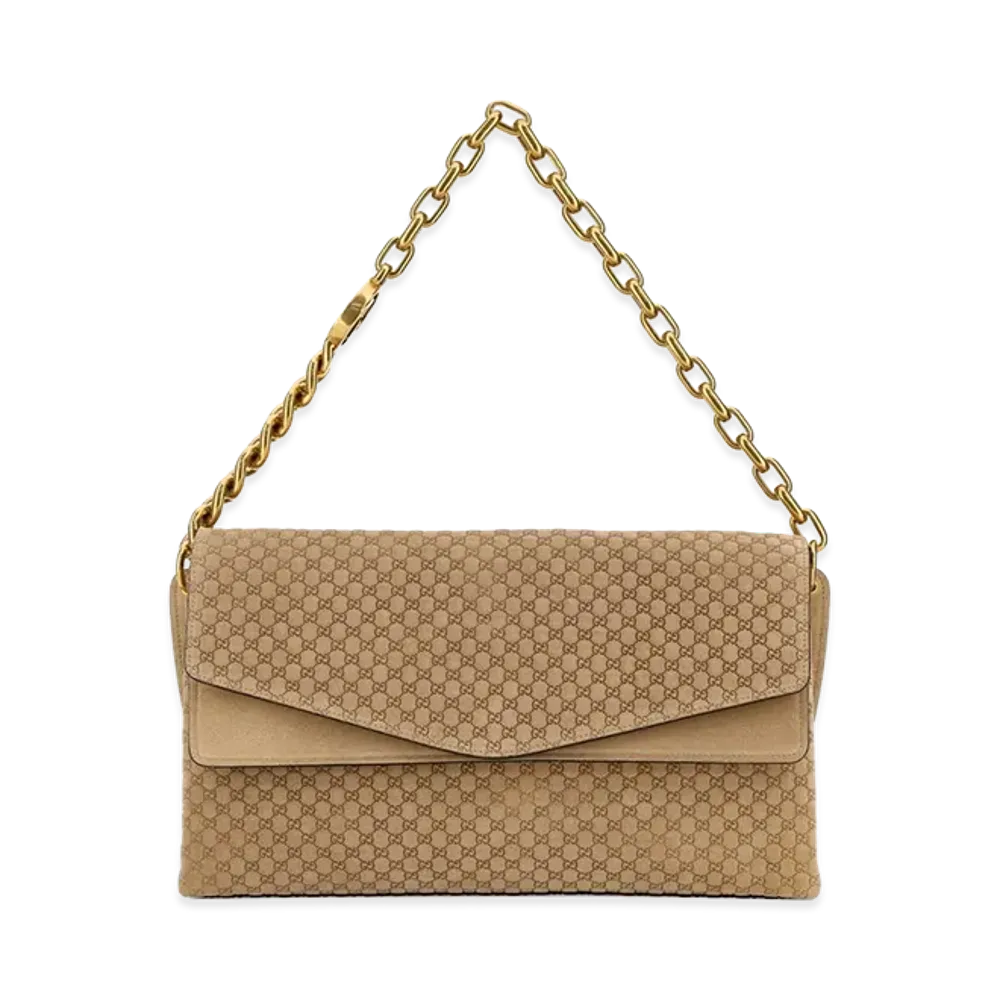 GUCCI Women's Suede Large Shoulder Bag "Beige"