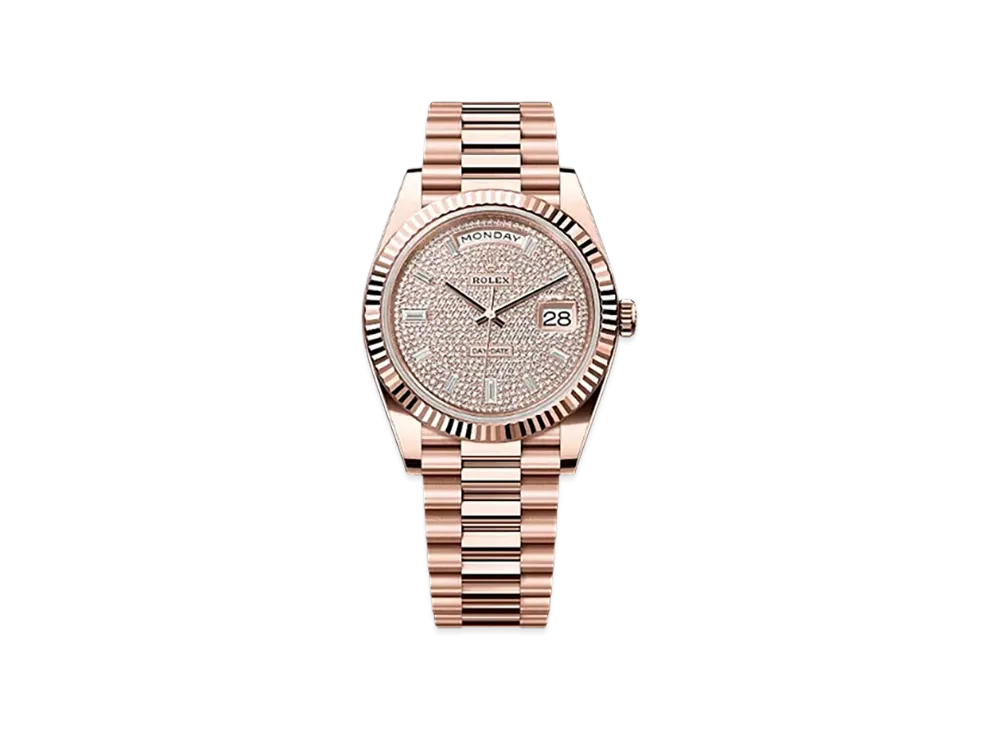 ROLEX Day-Date 40mm Everose Gold 228235 "Pave diamonds"