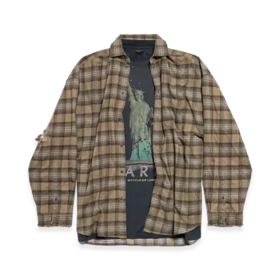 BALENCIAGA Paris Liberty Layered Oversized Shirt "Multi"