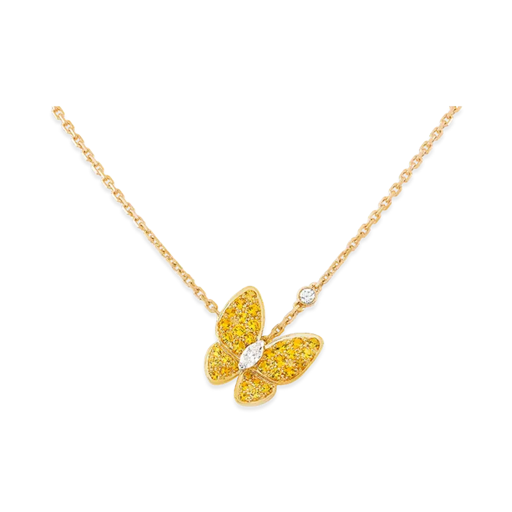 Van Cleef & Arpels Deux Papillons pendant "18K Yellow gold/Sapphire/Diamond"