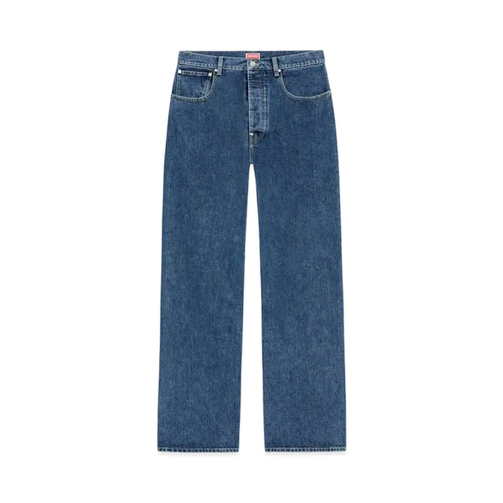 KENZO 'BOKE FLOWER' CREST JEANS MENS "Navy Blue"