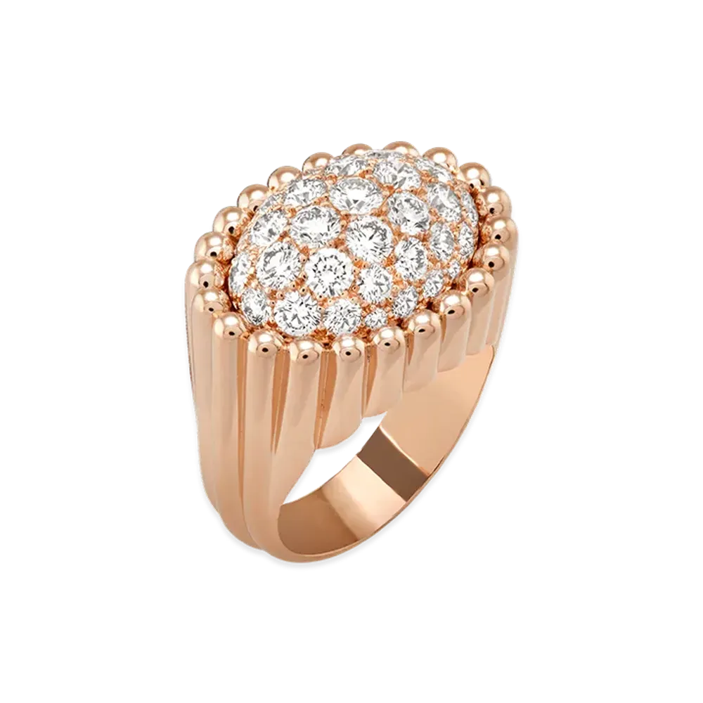 Van Cleef & Arpels Perlee diamonds pave ring "18K Rose gold/Diamond"