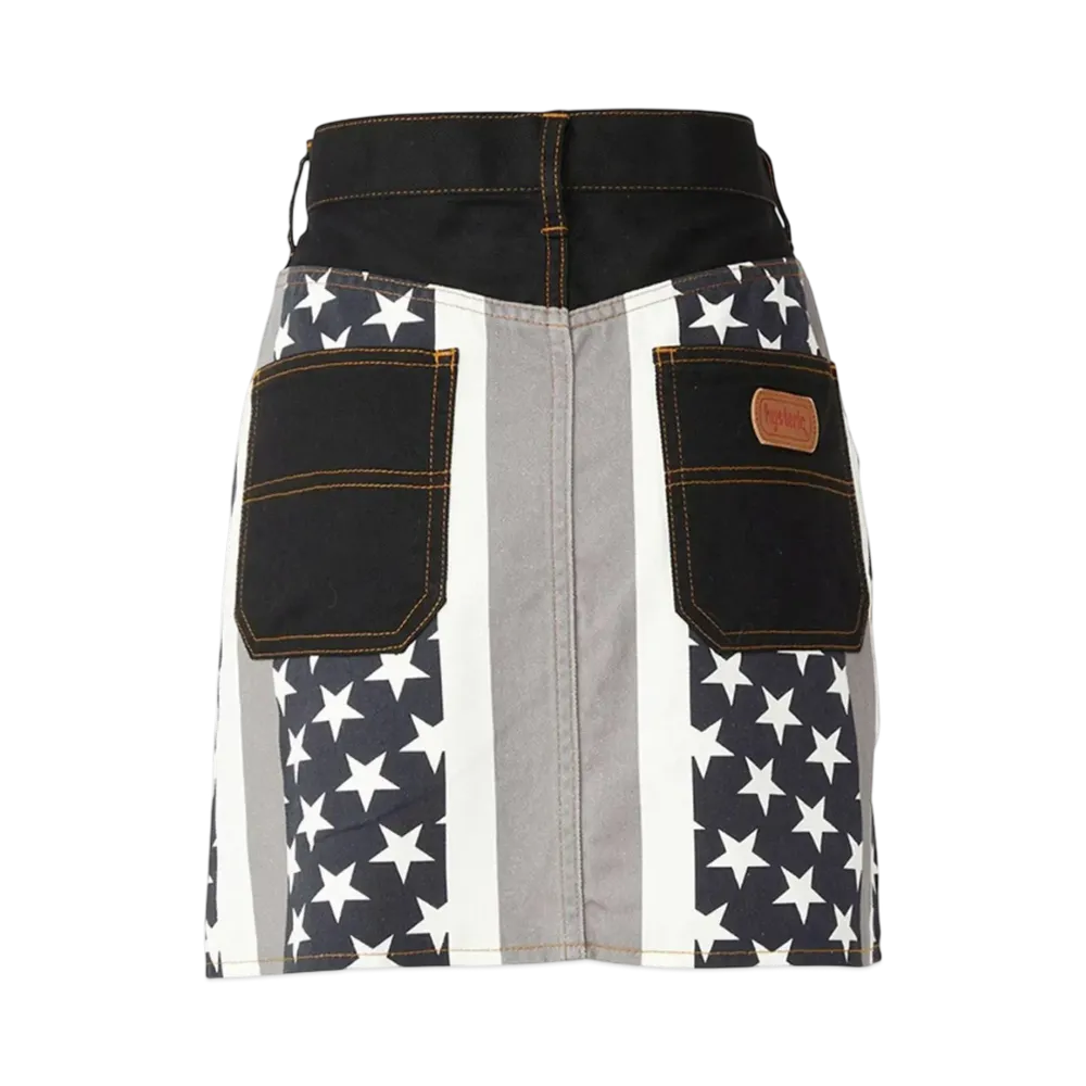 HYSTERIC GLAMOUR Star Stripe Pattern A-Line Mini Skirt "Black"
