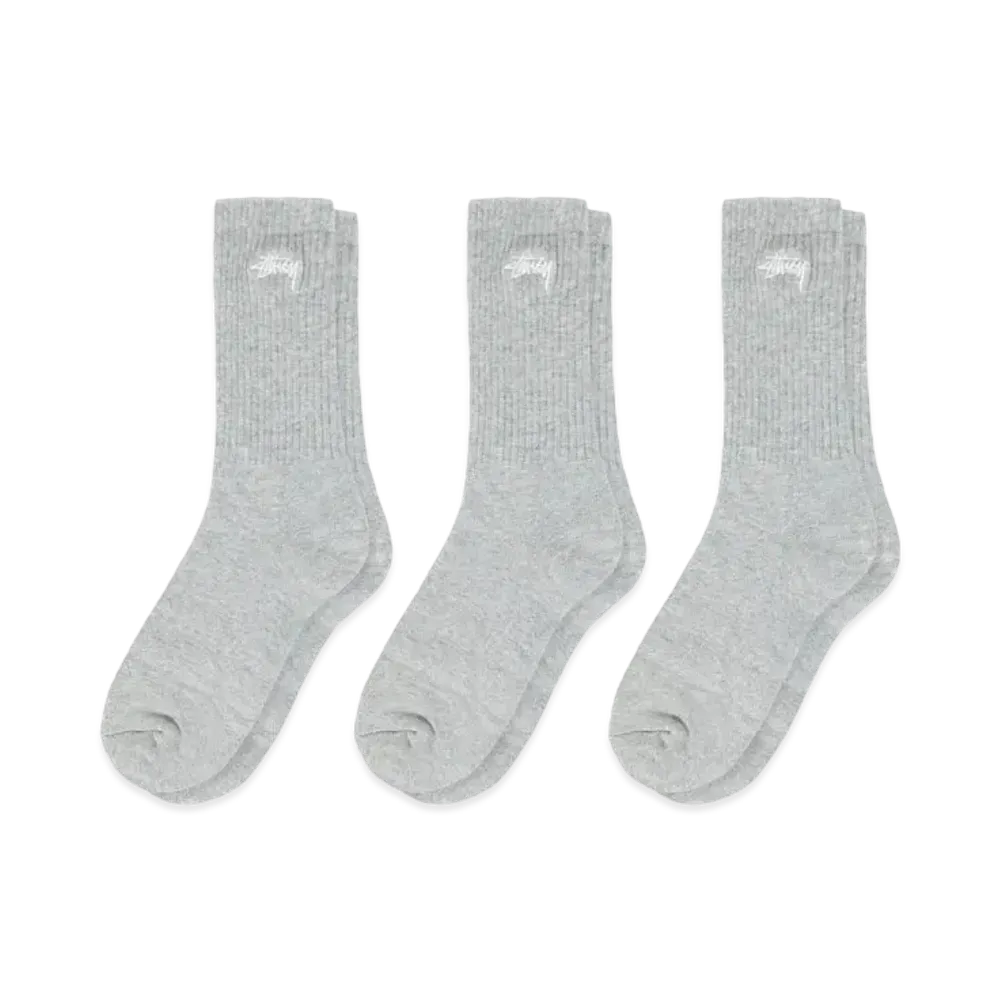 Stussy Stock Crew Sock Pack "Grey Heather"