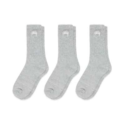 Stussy Stock Crew Sock Pack "Grey Heather"