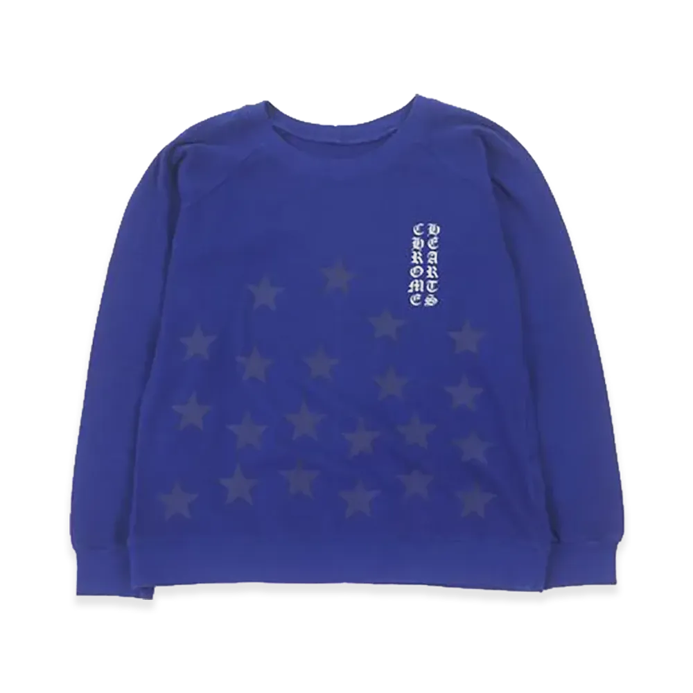 Chrome Hearts Scroll Logo & Stars Crewneck "Blue"