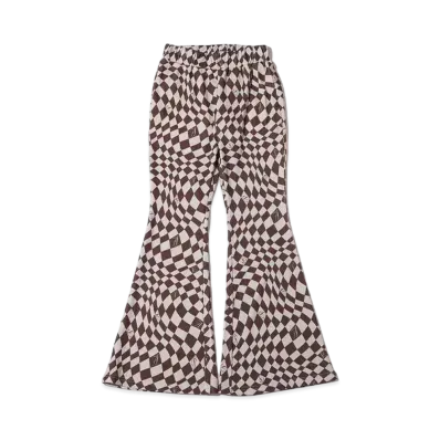 atmos pink Checkered Rib Flare Pants "Brown"