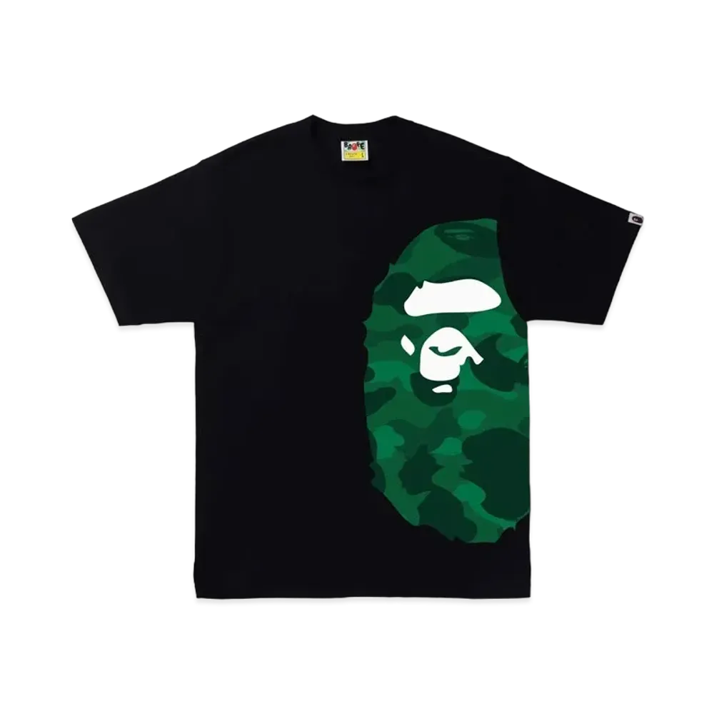 A BATHING APE COLOR CAMO SIDE BIG APE HEAD TEE "Black Green"
