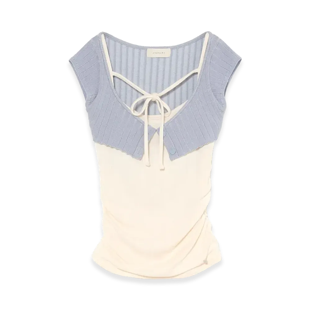 ANDMARY Women's Becky Knit Set Tops "Ice Blue"