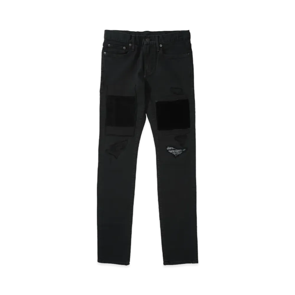 HYSTERIC GLAMOUR Patch Remake Slim Denim Pants "Black"